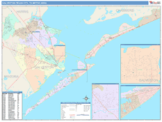 Galveston-Texas City Metro Area Digital Map Color Cast Style